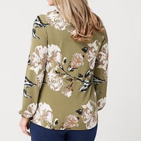 Denim & Co Printed Long-Sleeve Top with Keyhole - Picture 2 of 3